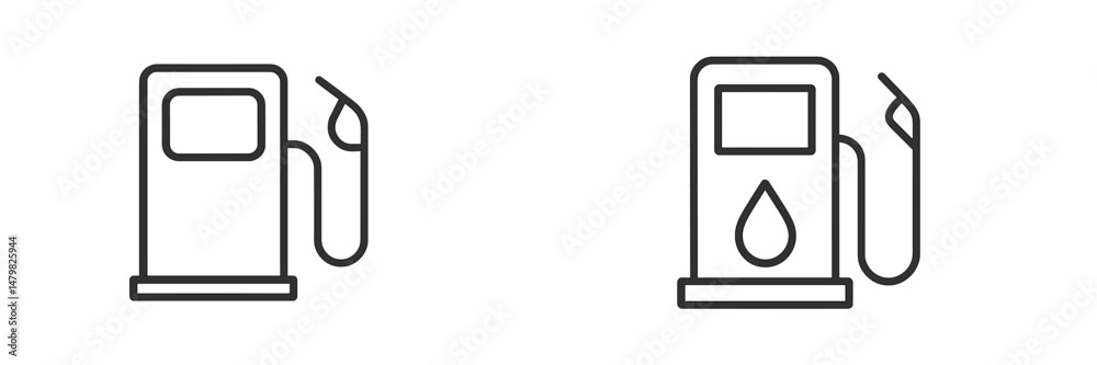Poster set of fuel pump web icons for digital design and application use in transportation sectors
