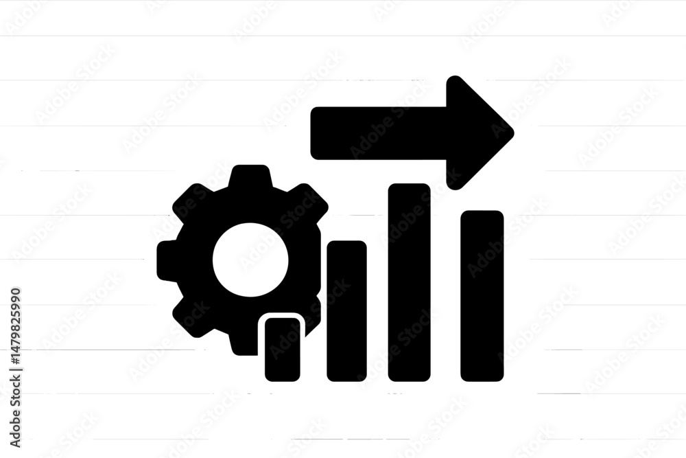 Poster Collection of web icons featuring gear and upward trend symbols for digital applications and interfaces