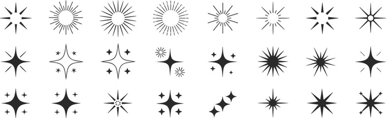 Collection of Sparkling Star and Sunburst Icons