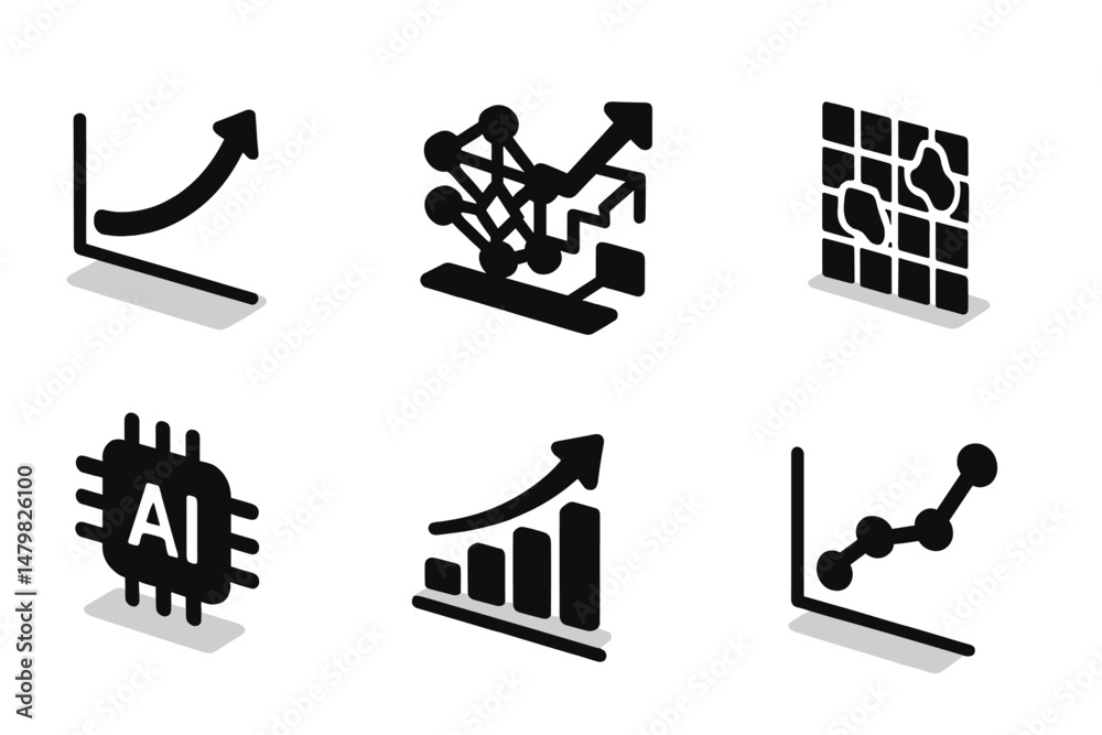 Aufkleber Collection of web icons featuring data visualization, technology, and design elements for digital applications and analytics