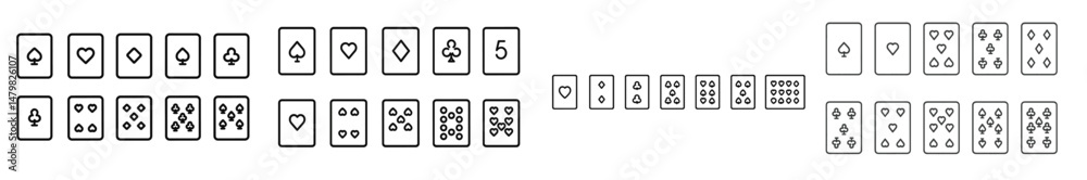 Poster Collection of web icons illustrating various card suits and numbers for user interface design and functionality