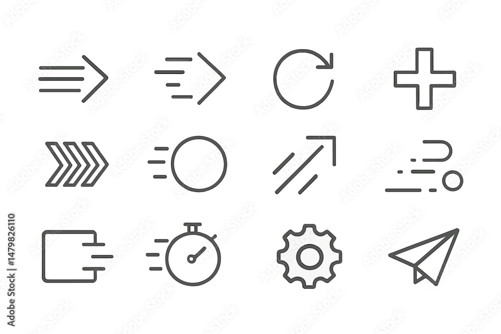 Fototapete Collection of minimal web icons for user interface design and digital applications