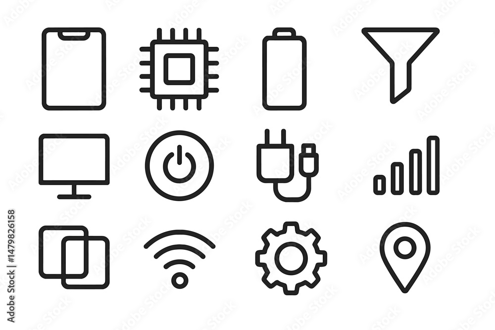 Leinwandbilder collection of web icons depicting technology and connectivity symbols for digital applications and i