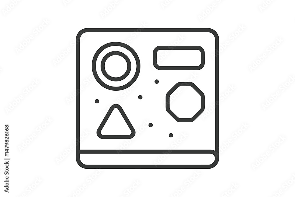 Poster Web icons collection featuring various geometric shapes for digital interface design