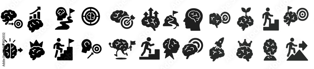 Aufkleber collection of creative web icons representing various concepts including growth, achievement, and br