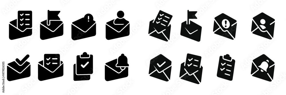 Leinwandbilder Set of black web icons representing various messaging and notification functions for online platforms