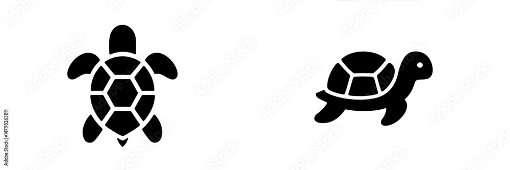 Aufkleber Set of web icons featuring a turtle and tortoise designs for digital applications and user interfaces