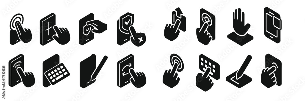 Leinwandbilder collection of web icons depicting various touch gestures and interactions