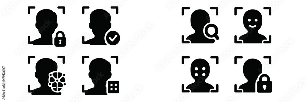 Leinwandbilder Collection of web icons representing various user actions and security features for digital interfaces and applications
