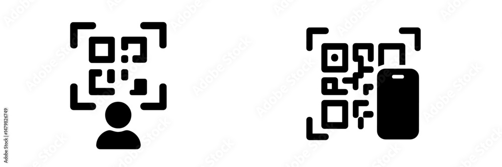 Leinwandbilder Collection of web icons featuring QR codes and user-centered designs for digital interactions and applications