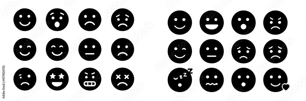 Fototapete collection of web icons depicting various emotions and expressions for digital communication and des