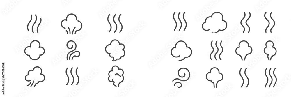 Fototapete collection of web icons depicting different steam and vapor designs for digital applications and use