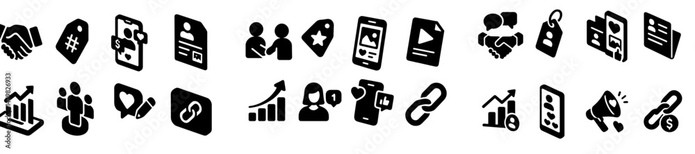 Aufkleber Collection of modern web icons representing various digital communication and networking concepts