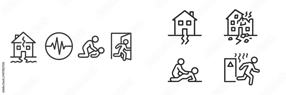 Aufkleber Set of web icons depicting emergency response actions for various disaster scenarios