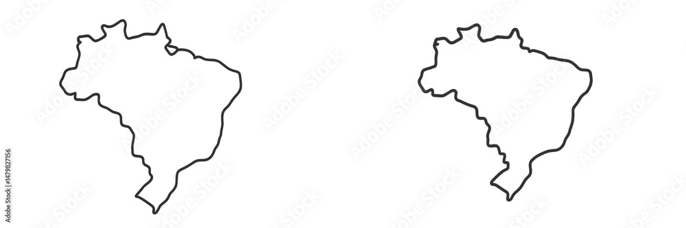 Fototapete set of web icons featuring outline maps of brazil suitable for digital design projects