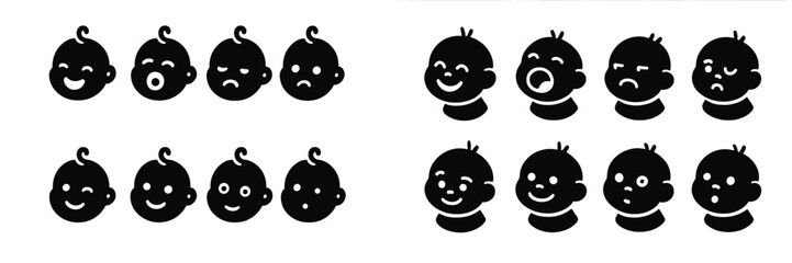 Fototapeta premium Variety of baby face icons representing different emotions and expressions for web design projects