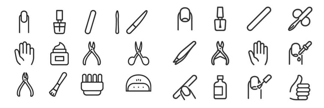 Collection of web icons representing beauty and grooming tools suitable for digital design