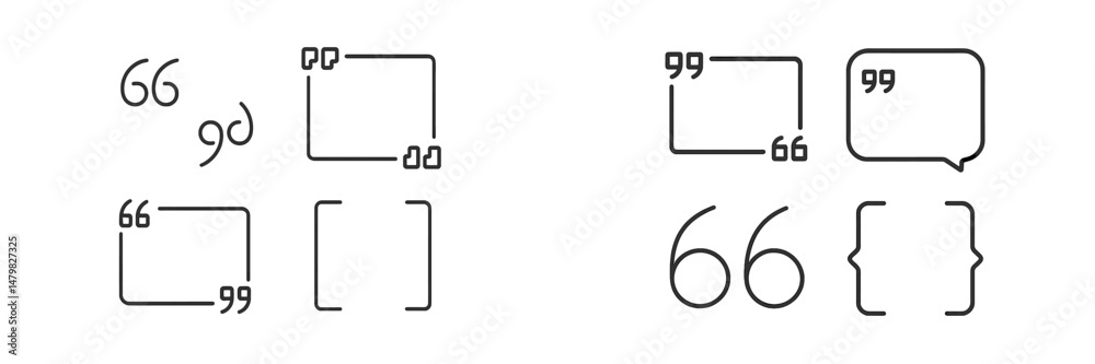 Aufkleber Web icons collection featuring various quotation marks and speech bubble designs for digital communication