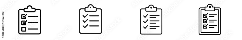 Leinwandbilder Set of four simple web icons illustrating checklists for various applications in a clean and modern design