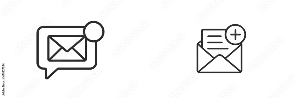 Poster collection of web icons depicting email and message symbols for digital communication and user inter