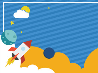 Natural science outer space paper cut style education cartoon vector background