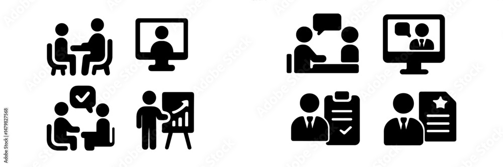 Aufkleber Collection of web icons depicting various communication and collaboration activities for digital platforms