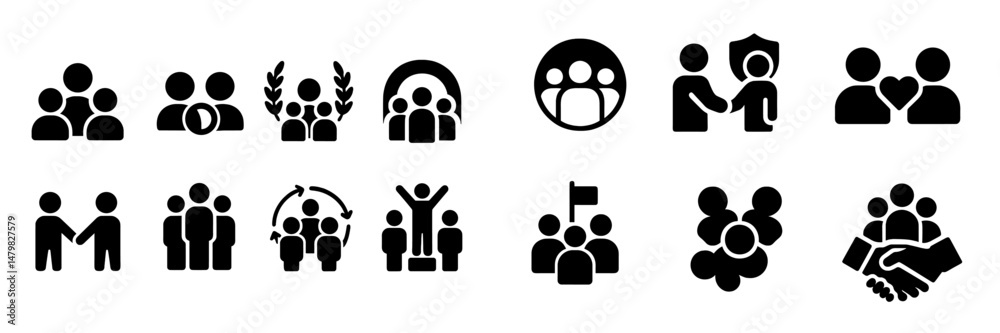 Leinwandbilder collection of web icons representing social interaction, teamwork, and community building concepts i