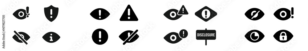 Aufkleber collection of web icons for security, privacy, and caution in digital design