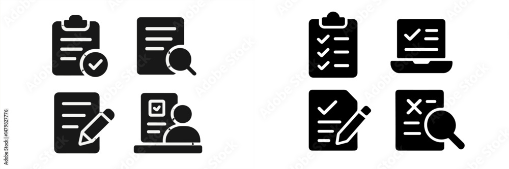Leinwandbilder Collection of web icons representing tasks, documents, and user interactions in digital environments for organizational purposes