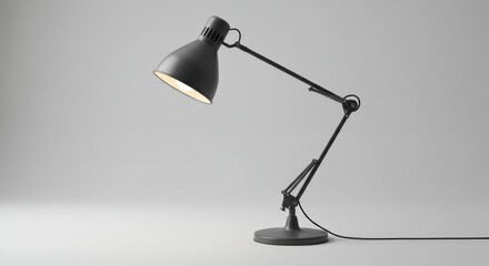 Illuminating Ambience: Adjustable Desk Lamp Emitting Soft Glow in Minimalist Studio