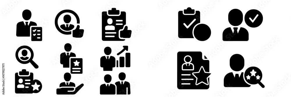Aufkleber Set of web icons representing user profiles, feedback, evaluation, and growth in a professional context
