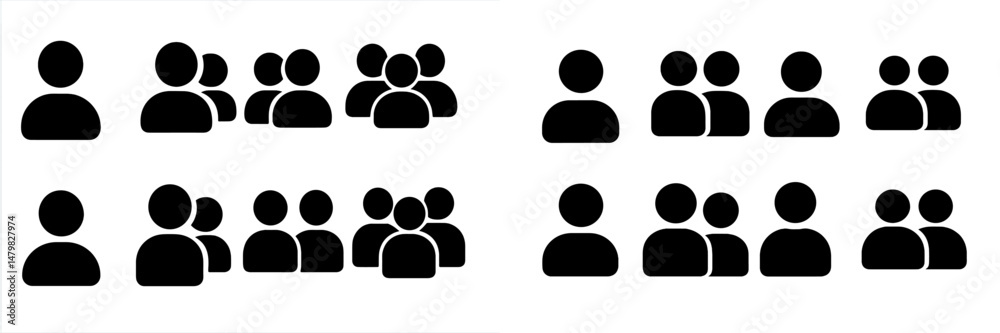 Leinwandbilder Set of diverse user icons representing individual and group profiles for web applications and design projects