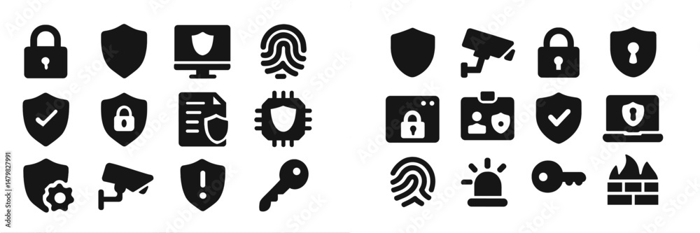 Leinwandbilder collection of web icons representing security and privacy concepts for digital protection