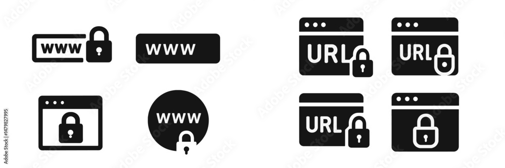 Poster collection of web icons representing online security and privacy for websites and urls