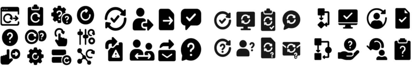 Obraz premium Collection of black web icons for various online functions and activities displayed on a white background