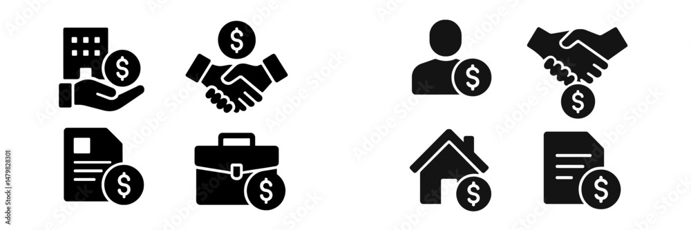 Poster Collection of web icons representing finance, business, and transactions for digital applications and services