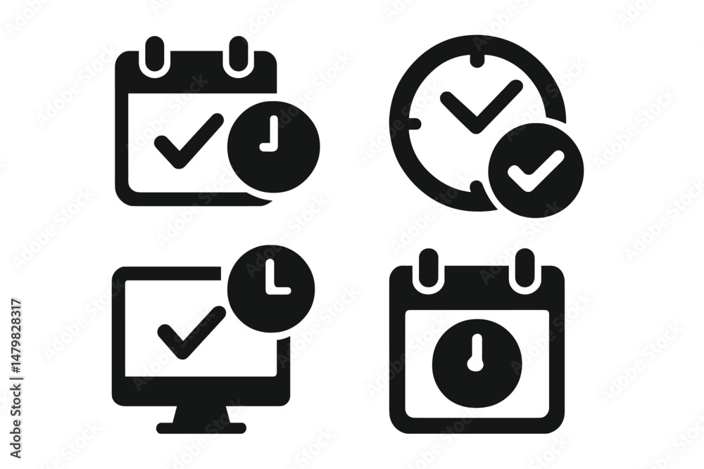 Leinwandbilder Set of web icons designed for scheduling and time management including clock and calendar symbols for digital applications