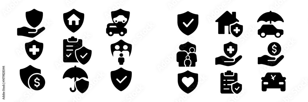 Aufkleber Explore a versatile set of web icons for protection, safety, and security applications in modern digital designs