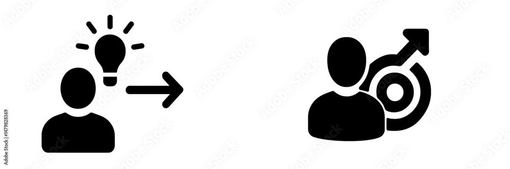 Aufkleber collection of web icons representing ideas and target audience engagement for digital platforms