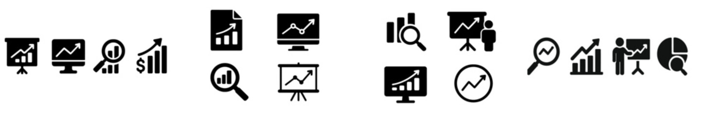 Set of web icons representing analytics, growth, and business performance