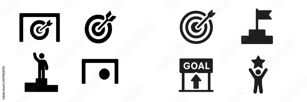 Aufkleber Set of web icons depicting achievement, goals, and success in a minimalist design ideal for digital use in various applications