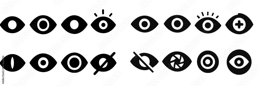 Leinwandbilder set of minimalistic web icons depicting various eye symbols for user interaction and visual communic