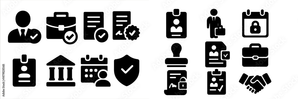 Leinwandbilder set of professional web icons illustrating business tasks, documentation, and security features for 