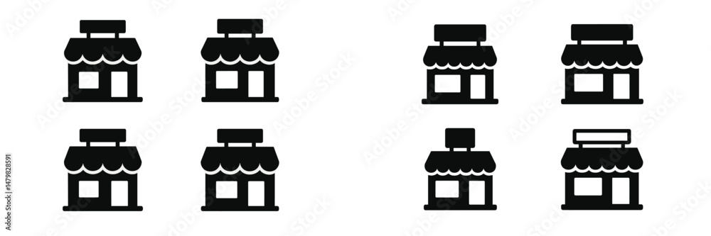 Leinwandbilder collection of web icons representing various store designs for digital applications and websites