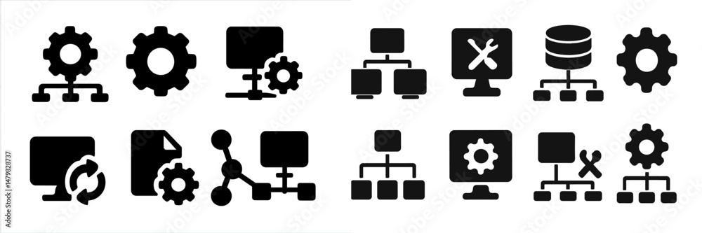 Leinwandbilder collection of web icons representing various technology and network functionalities for digital appl