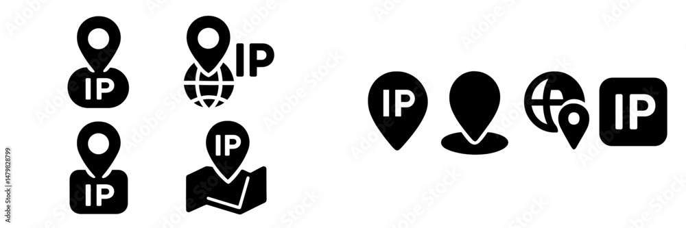 Poster collection of web icons representing ip locations and mapping concepts for technology and digital ne