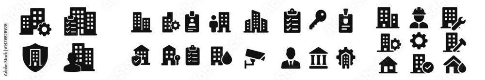 Poster set of web icons representing various industries and services for digital design and web development