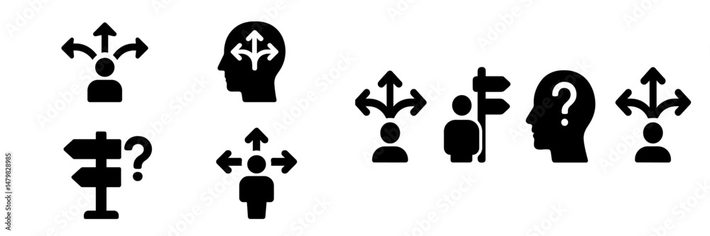 Aufkleber Collection of web icons depicting decision making and navigation concepts for digital design