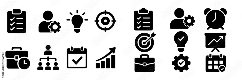 Fototapete Collection of web icons representing productivity and organizational tools for effective task management