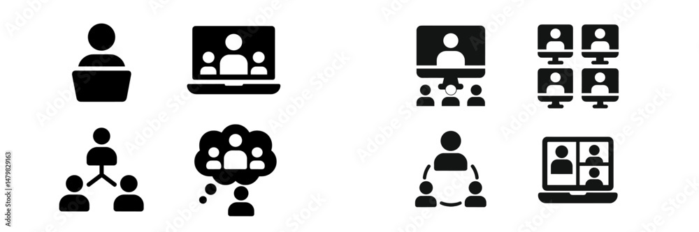 Poster collection of web icons for online communication and collaboration
